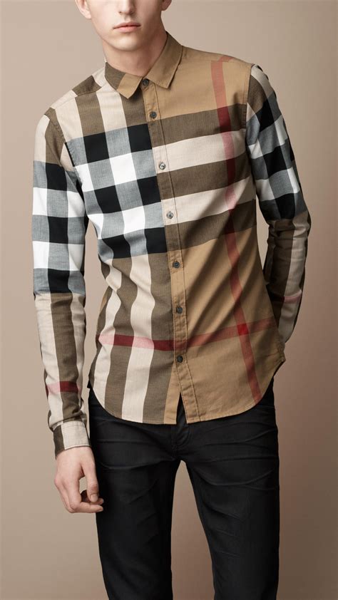 burberry brit exploded check men'|Burberry Brit Exploded Check Men's Linen Button Down Shirt .